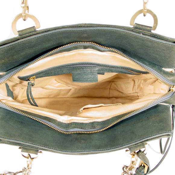 ALEXIS HUDSON Expandable Green Leather Satchel - Picture 6 of 8